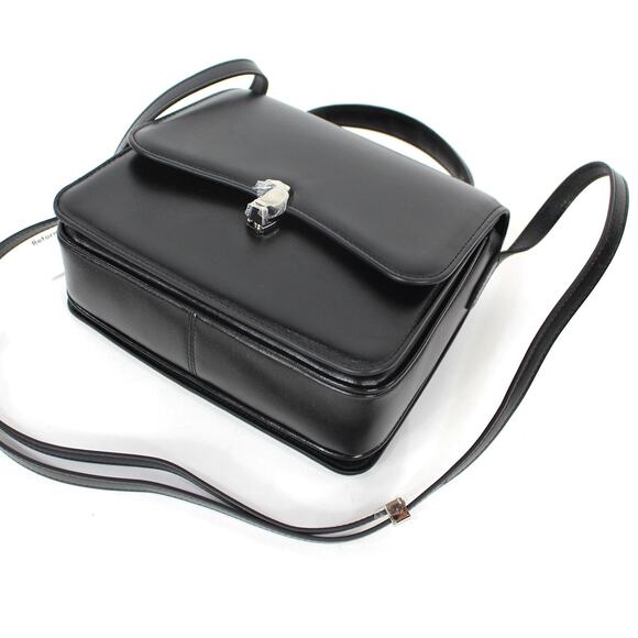 Reformation Monica Black Leather Crossbody Bag Silver Hardware Top Handle NEW - Picture 5 of 9
